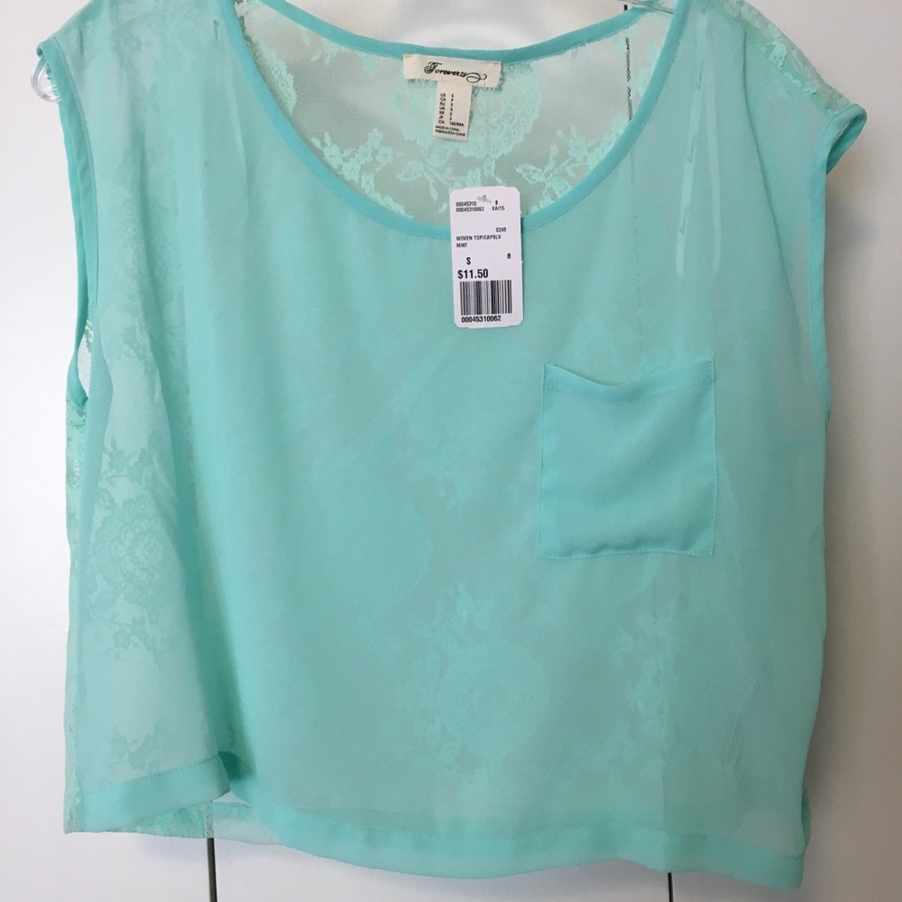 Mint Lace Sheer Top